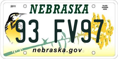 NE license plate 93FV97