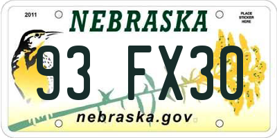 NE license plate 93FX30
