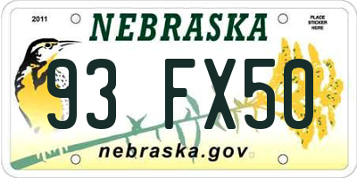 NE license plate 93FX50