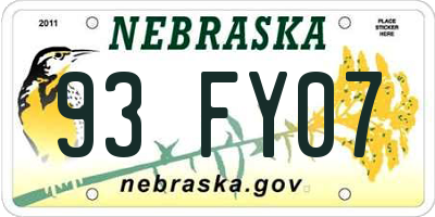 NE license plate 93FY07