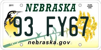 NE license plate 93FY67