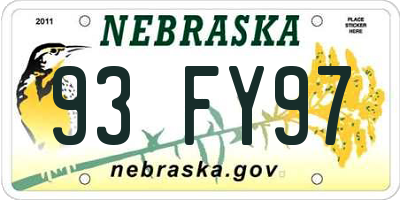 NE license plate 93FY97