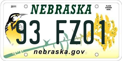 NE license plate 93FZ01