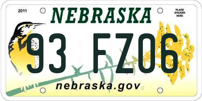 NE license plate 93FZ06