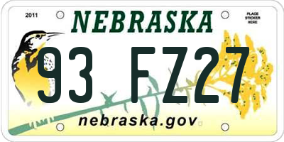 NE license plate 93FZ27