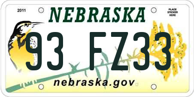 NE license plate 93FZ33