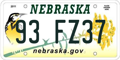 NE license plate 93FZ37