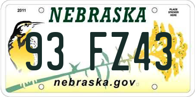 NE license plate 93FZ43