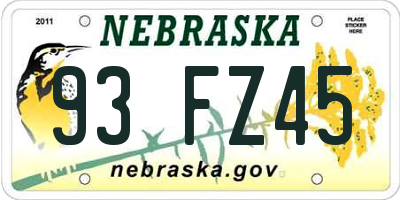 NE license plate 93FZ45