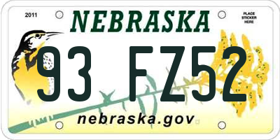NE license plate 93FZ52