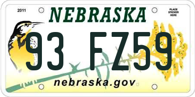 NE license plate 93FZ59