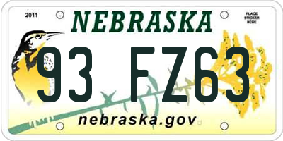 NE license plate 93FZ63