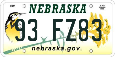 NE license plate 93FZ83