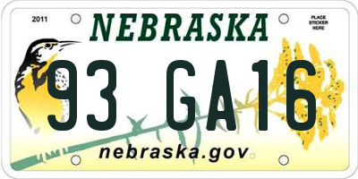 NE license plate 93GA16