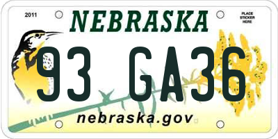 NE license plate 93GA36