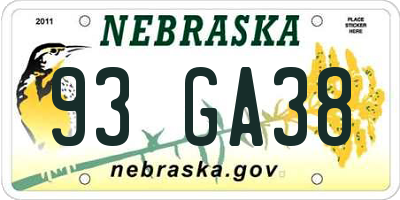 NE license plate 93GA38