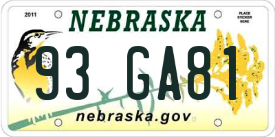 NE license plate 93GA81