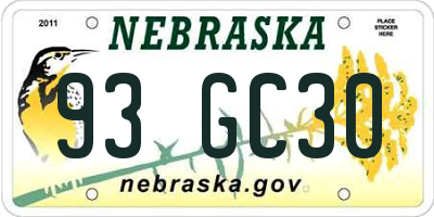 NE license plate 93GC30