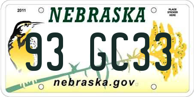 NE license plate 93GC33