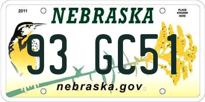 NE license plate 93GC51