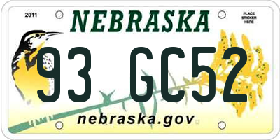 NE license plate 93GC52