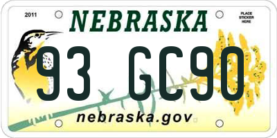 NE license plate 93GC90