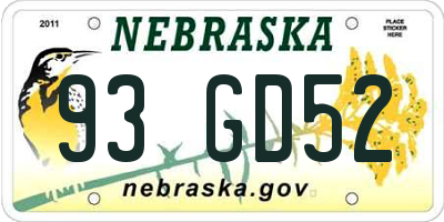 NE license plate 93GD52