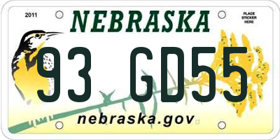 NE license plate 93GD55