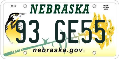 NE license plate 93GE55