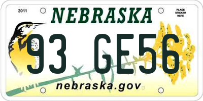 NE license plate 93GE56