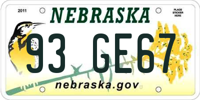 NE license plate 93GE67