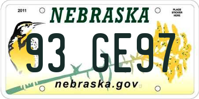 NE license plate 93GE97