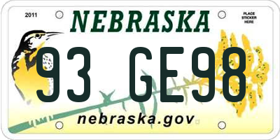 NE license plate 93GE98