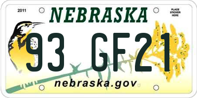 NE license plate 93GF21