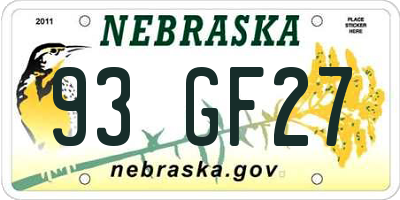 NE license plate 93GF27
