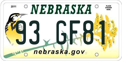 NE license plate 93GF81