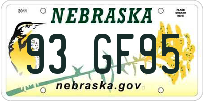 NE license plate 93GF95