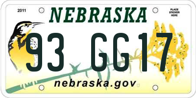 NE license plate 93GG17