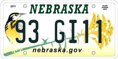 NE license plate 93GI11