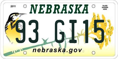 NE license plate 93GI15