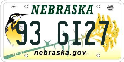 NE license plate 93GI27