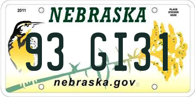 NE license plate 93GI31