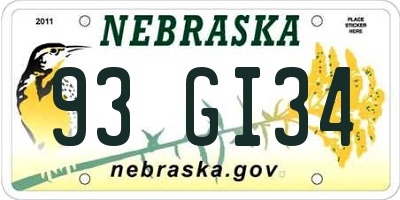 NE license plate 93GI34