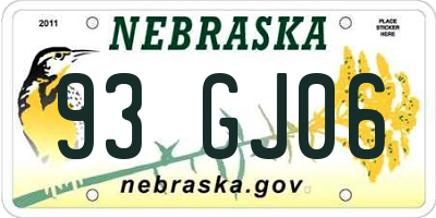 NE license plate 93GJ06