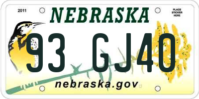 NE license plate 93GJ40