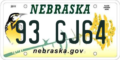 NE license plate 93GJ64