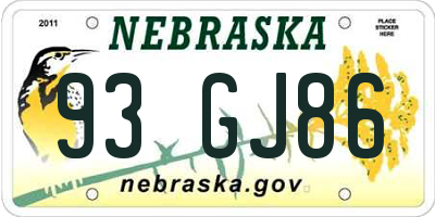 NE license plate 93GJ86