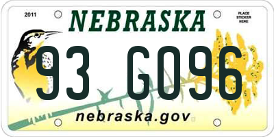 NE license plate 93GO96