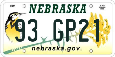 NE license plate 93GP21