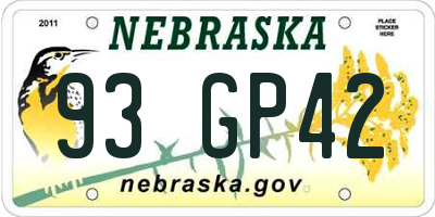 NE license plate 93GP42